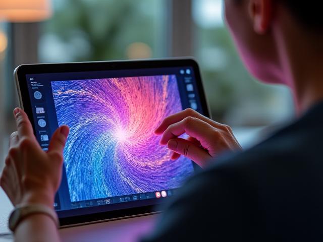 개인이 태블릿이나 컴퓨터로 프랙탈 아트를 창작하는 모습